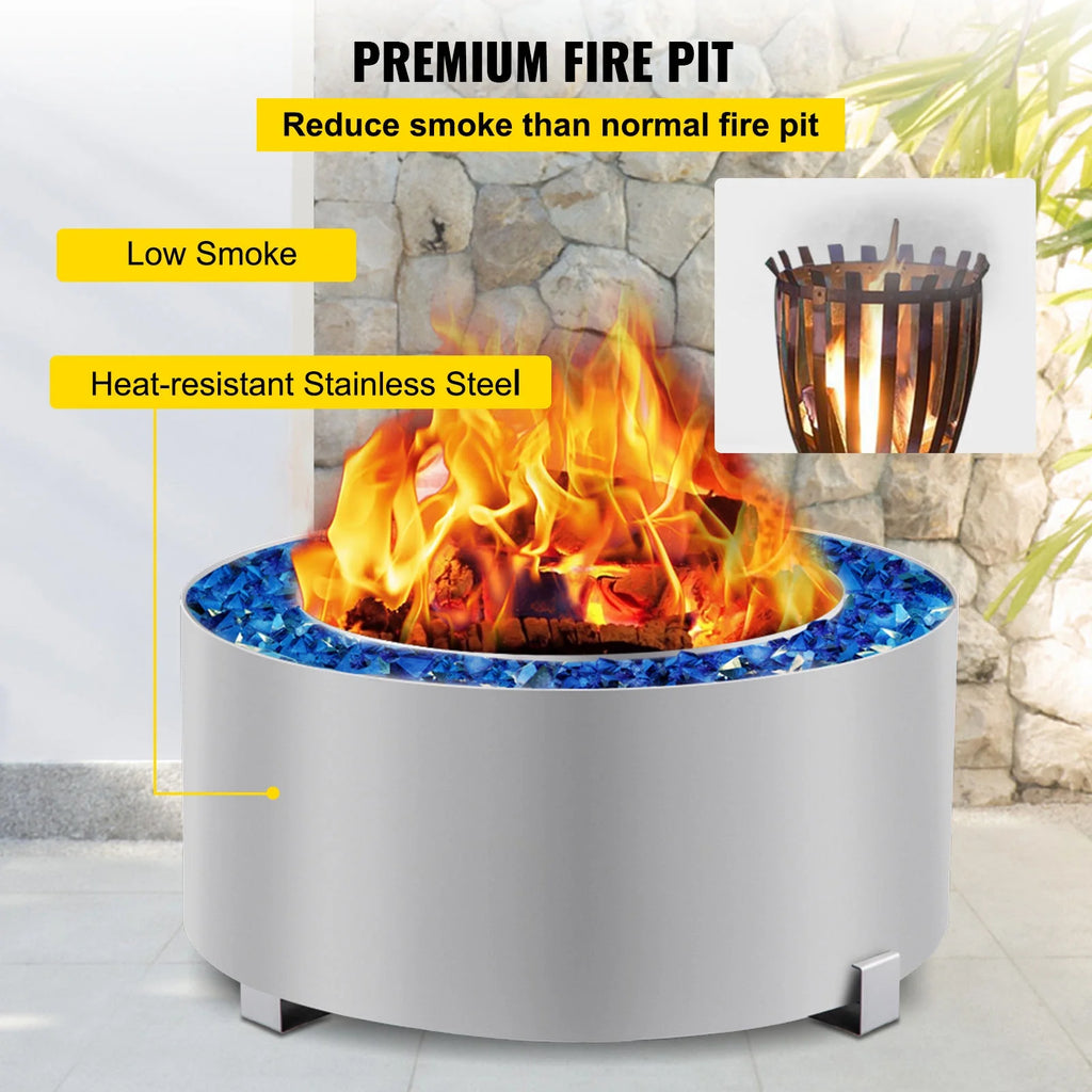 Stainless Steel 27.6 inch Wood Burning Fire Pit Q774421