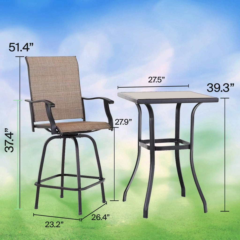 3 Piece Porch Furniture Set with Glass Table C53296