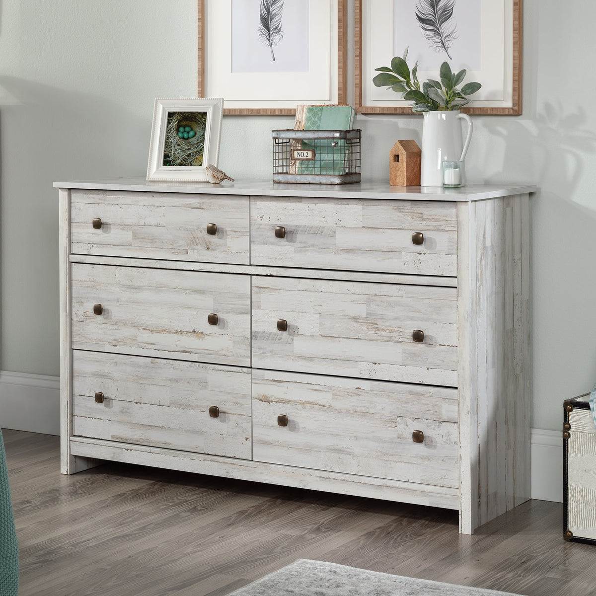 White 6-Drawer Dresser J72779