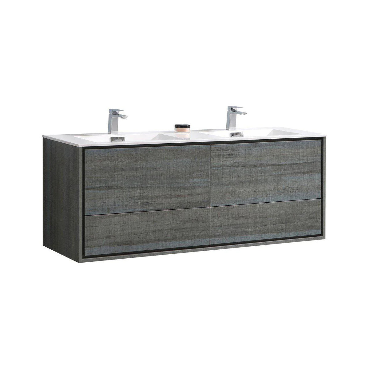 60 in. Double Sink Wall Mount Ocean Gray Bathroom Vanity Q13954