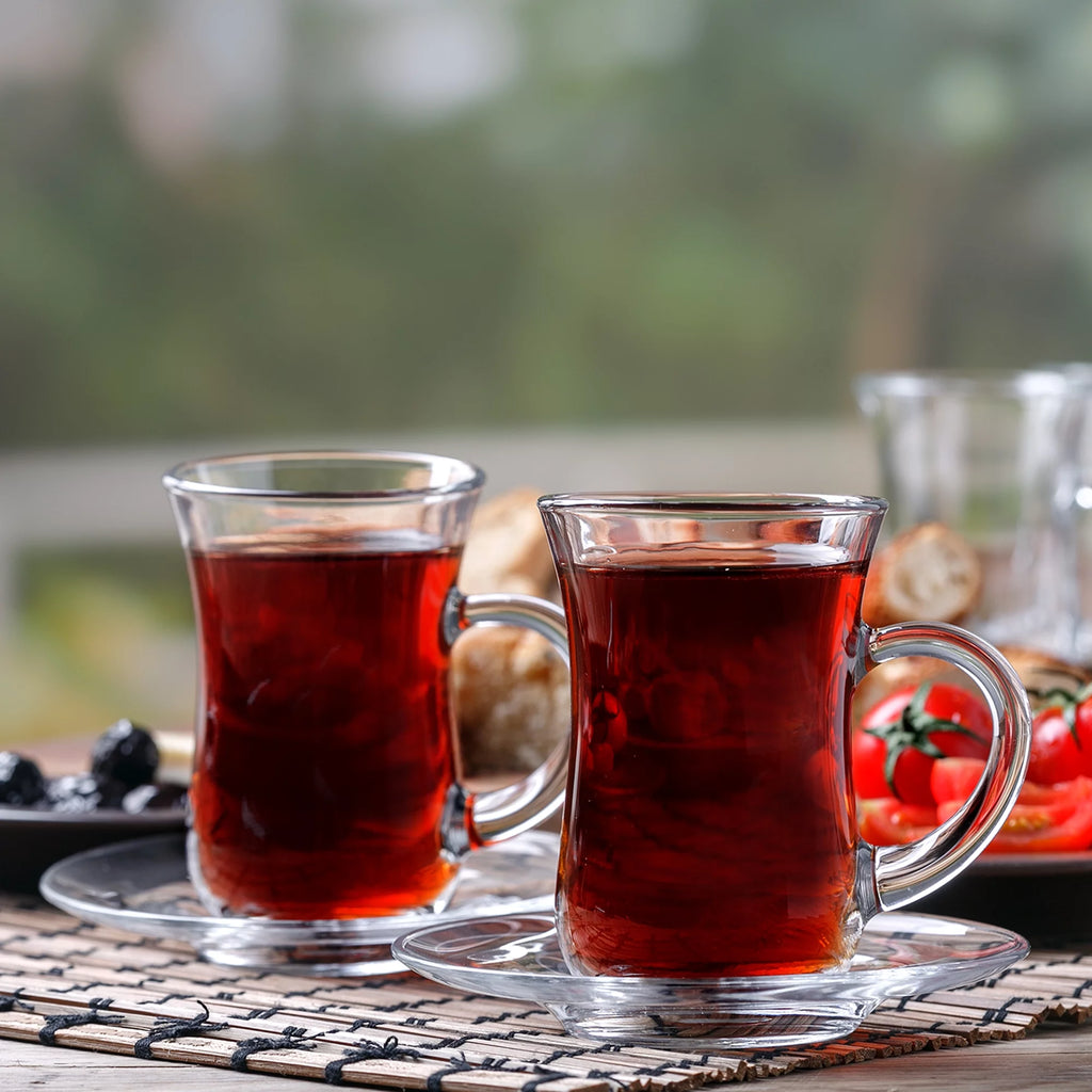 Clear Glass Turkish Tea Set, 6 Cups & 6 Saucers P7964