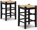 Black & Light Brown Woven Wicker Counter Height Bar Stool, 2 Count A263256