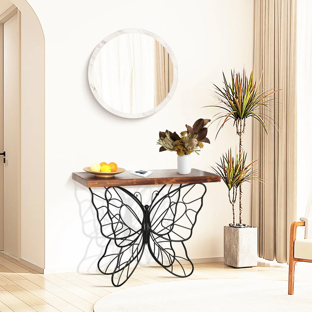 Wood Top Metal Accent Console And Entry Table H667660