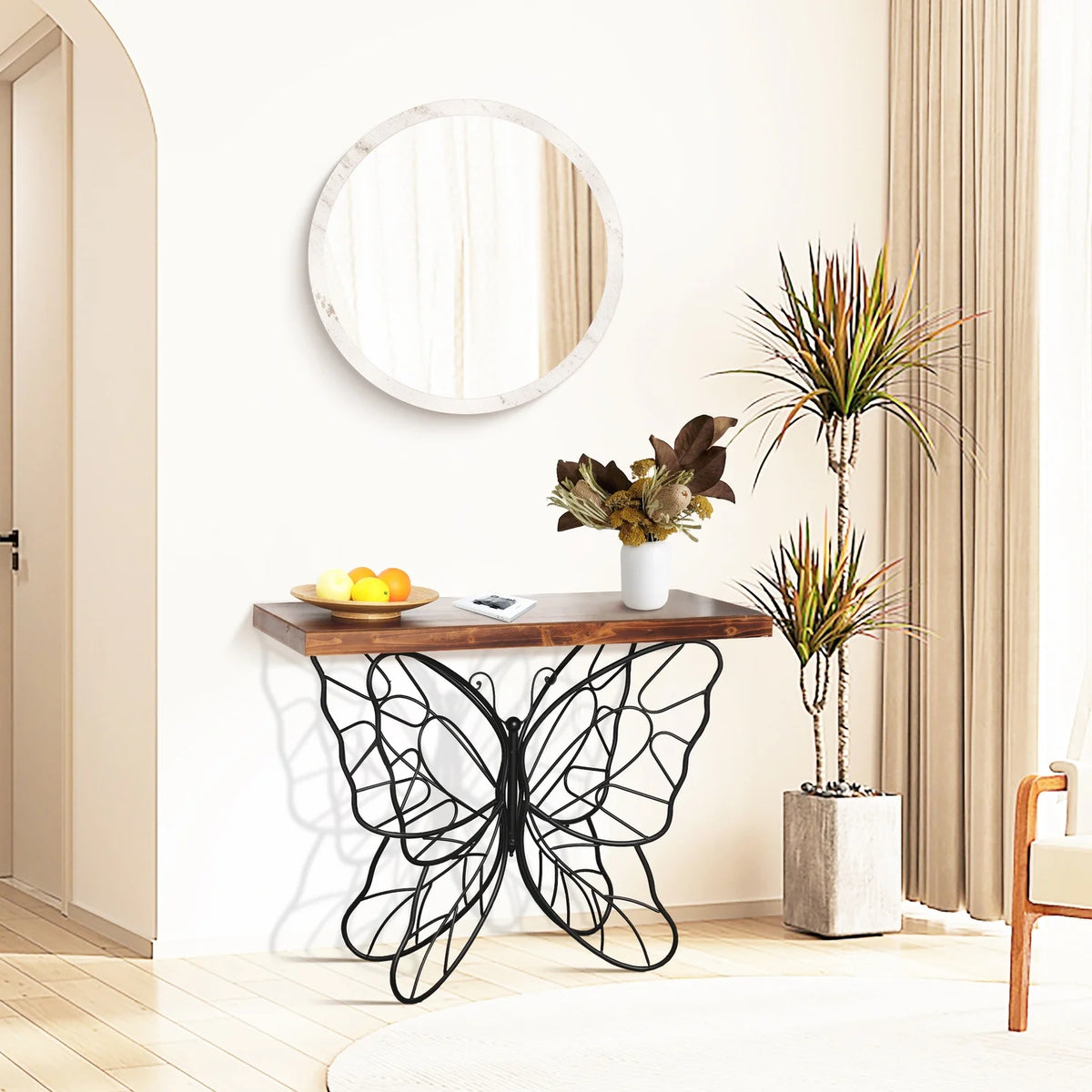 Wood Top Metal Accent Console And Entry Table H667660
