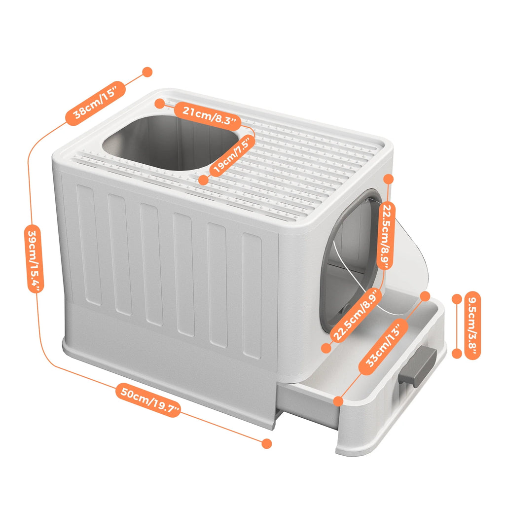 Enclosed Cat Litter Box Large Anti-Splashing Drawer Type Gray Q72088