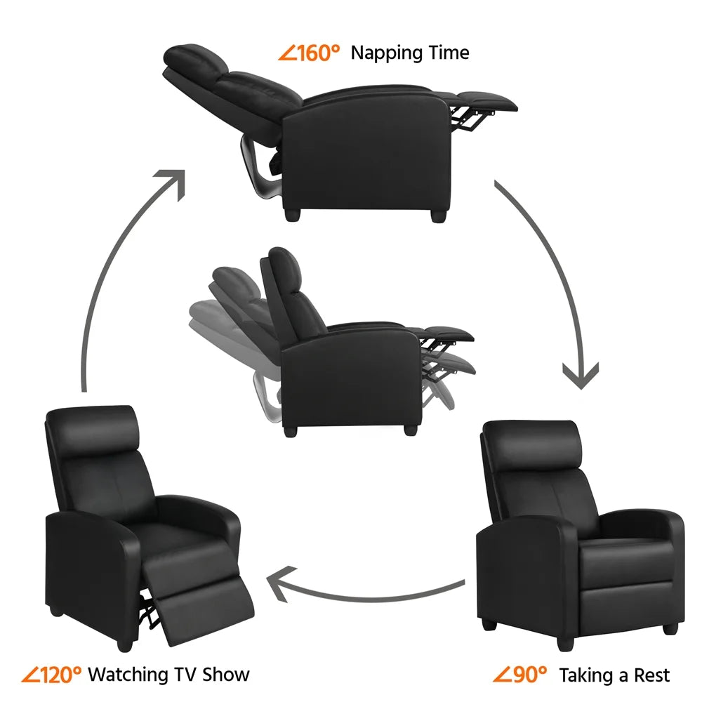 2pcs Black PU Leather Recliner Chair K338434