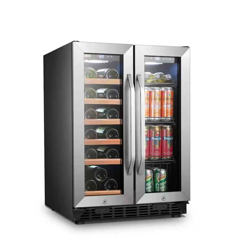 18-Bottle 55-Can Dual Zone Stainless Steel Wine Refrigerator E1640