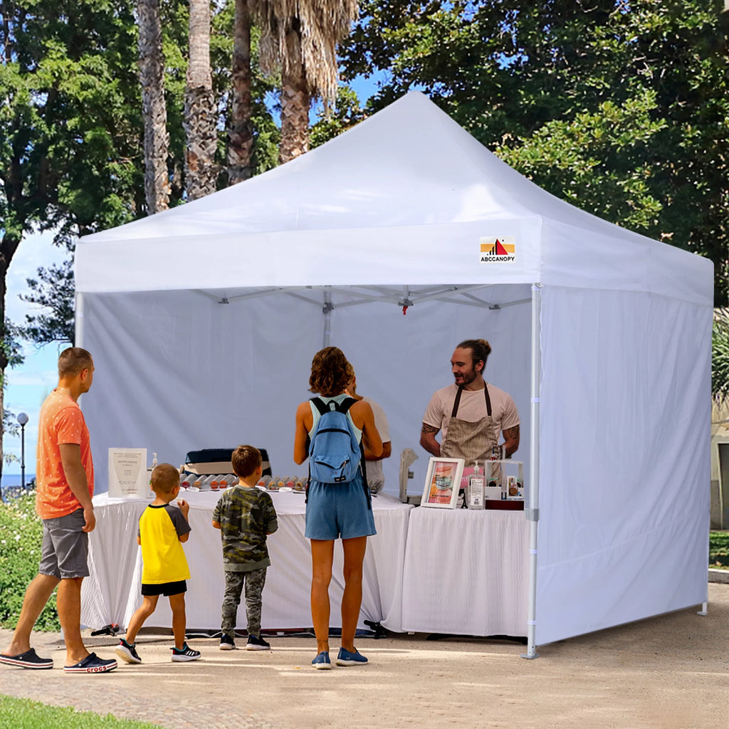 10 ft x 10 ft White Metal Pop-Up Canopy Tent with Walls F37727