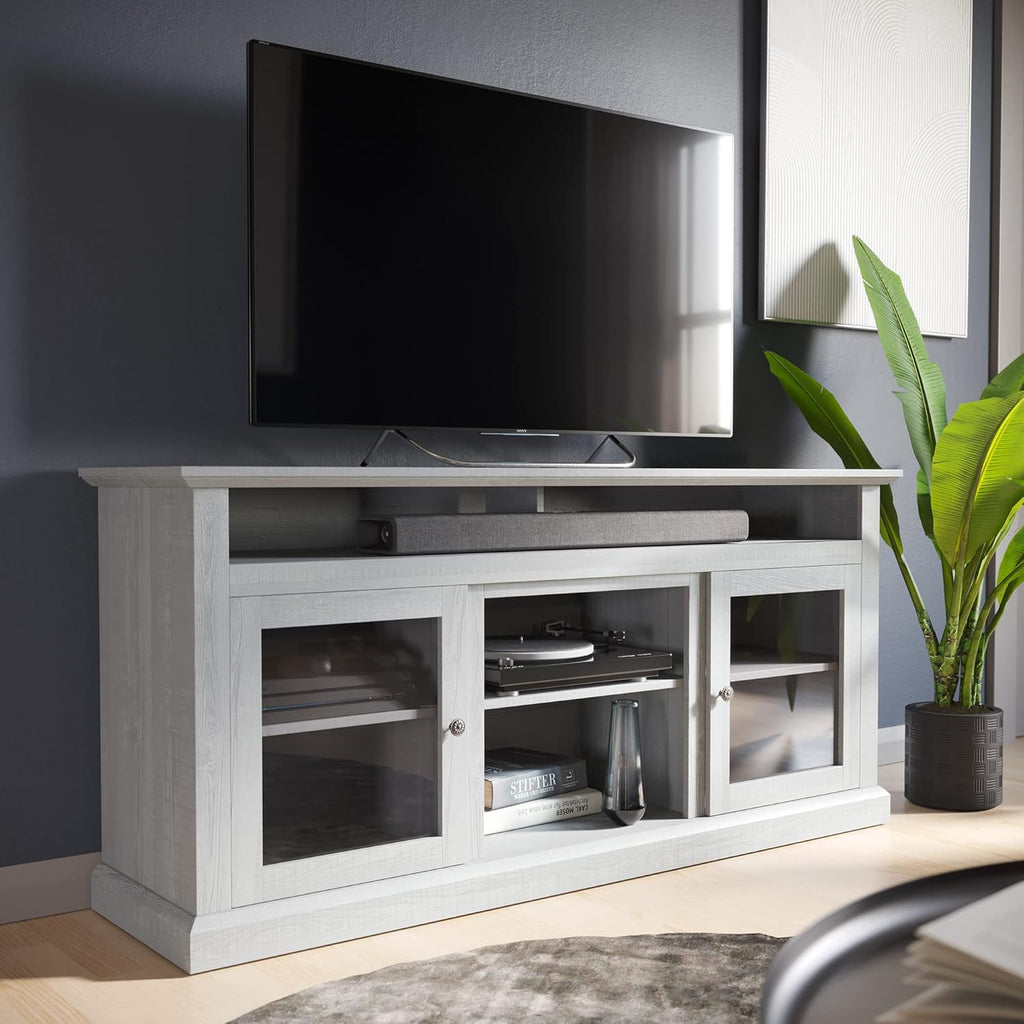 60 Inch Electric Fireplace TV Stand with Open Storage Shelves & Cabinets U5606