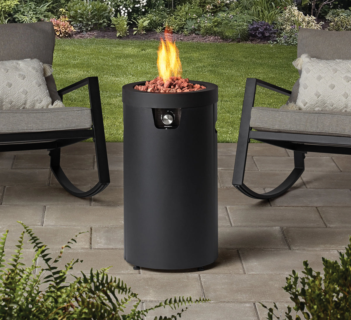 28-inch Propane Gas Outdoor Fire Pit, Matte Black D293679