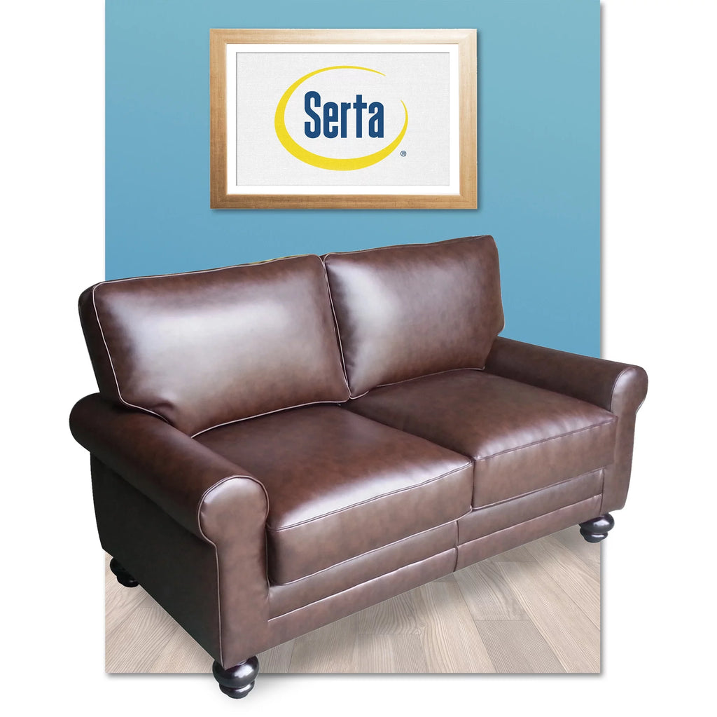 Chestnut Brown Leather Loveseat J402