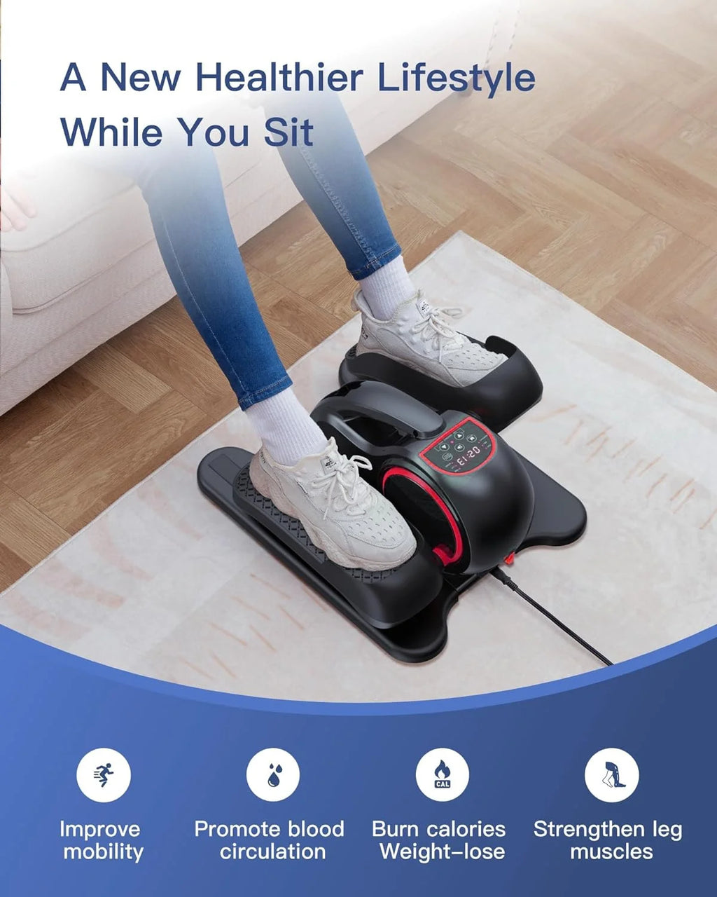 Under Desk Elliptical with Remote Control & Non-Slip Pedals Z6363