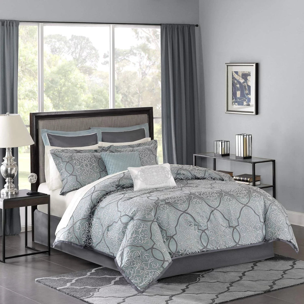 Blue 12 Piece Bed In A Bag Comforter Set J78439