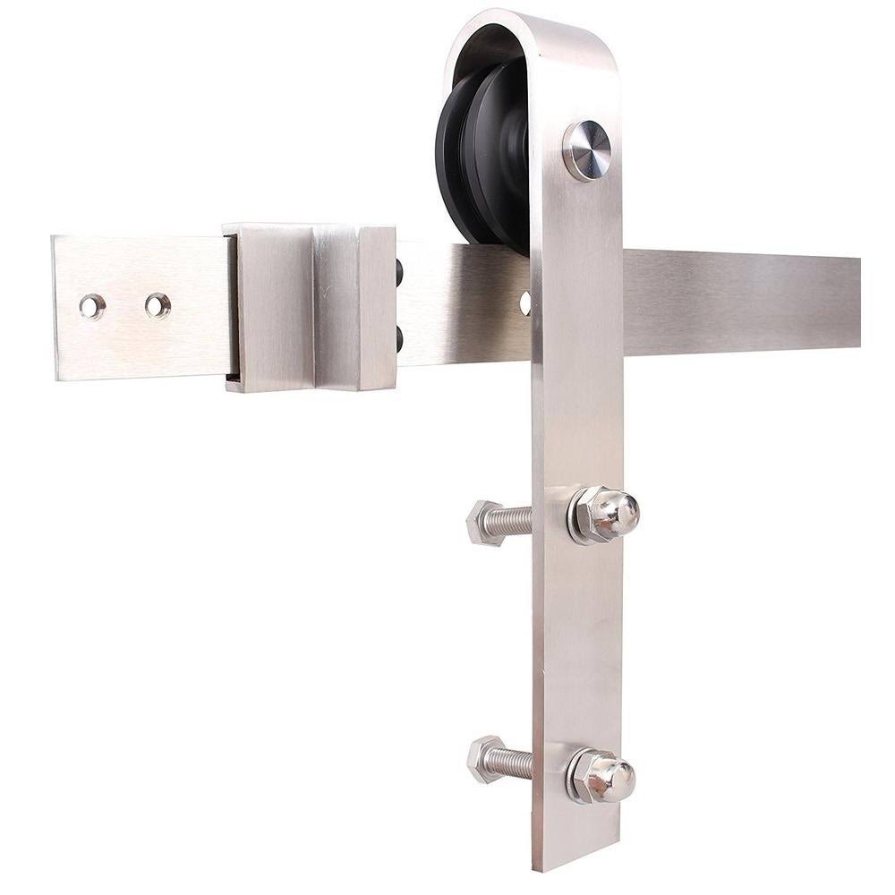 24 in. x 84 in. Brown Solid Knotty Pine Wood Interior Sliding Barn Door with Hardware Kit Z976