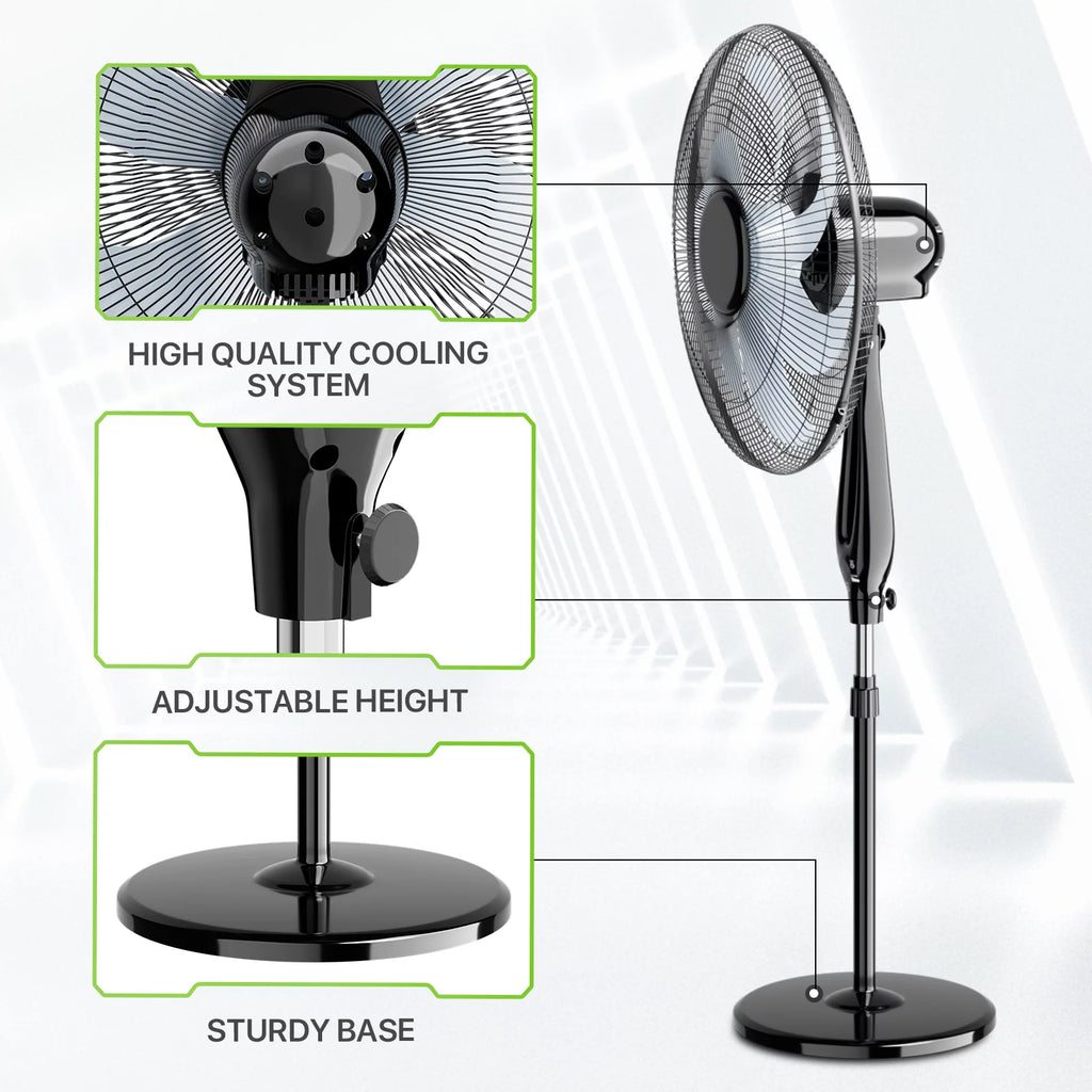 17" Oscillating Pedestal Fan with 3 Speeds, Black M896074