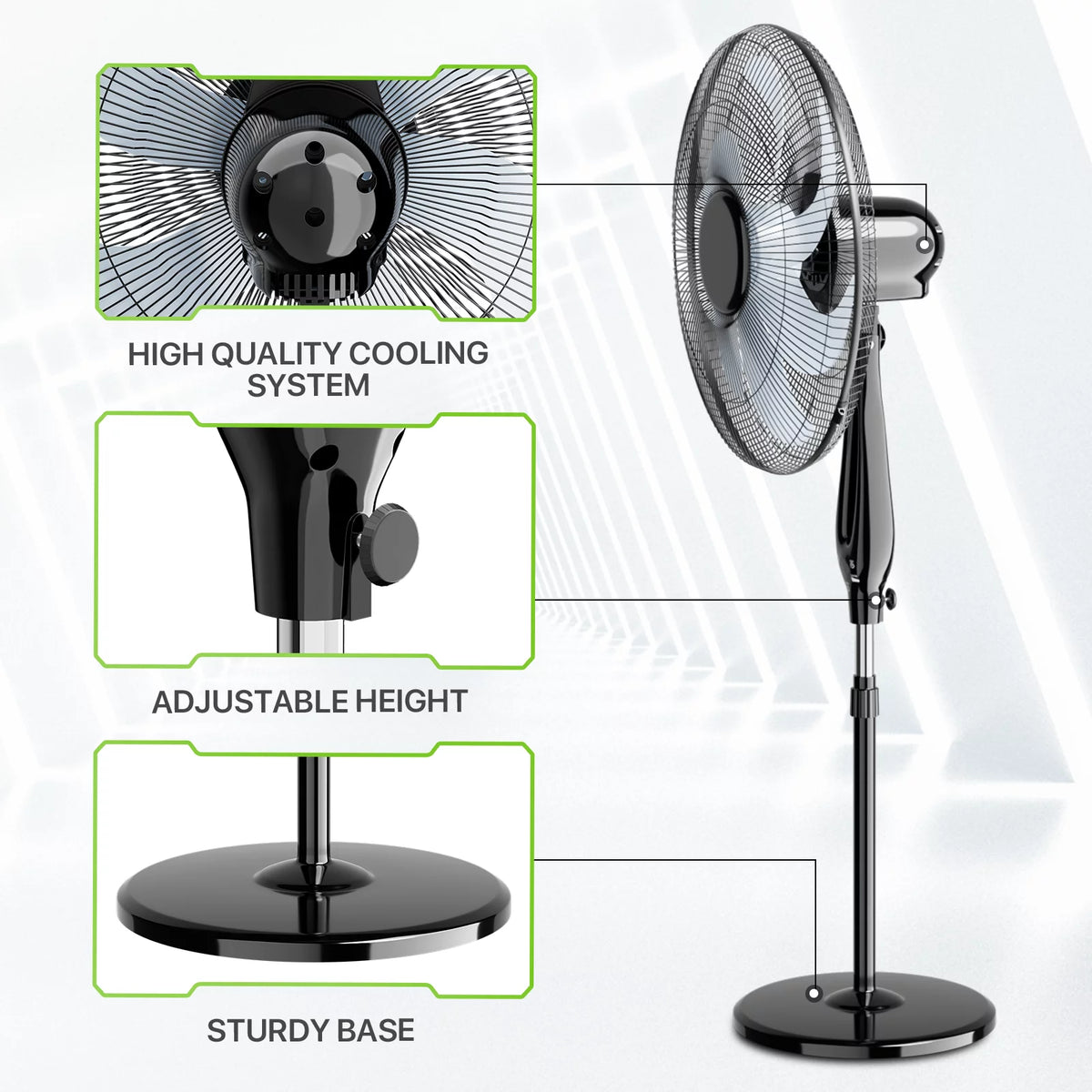 17" Oscillating Pedestal Fan with 3 Speeds, Black M896074