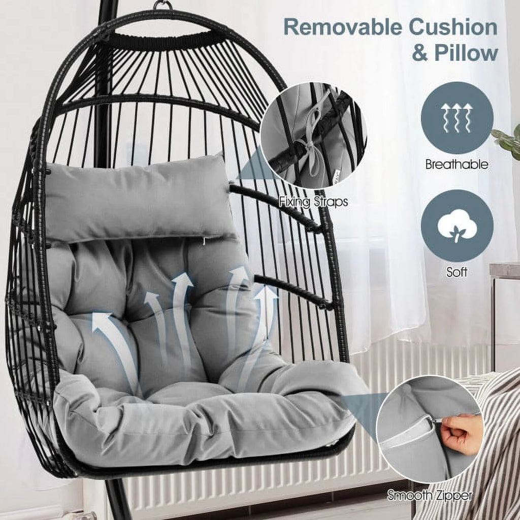 Large Hanging Egg Chair with Stand and Cushion L39160