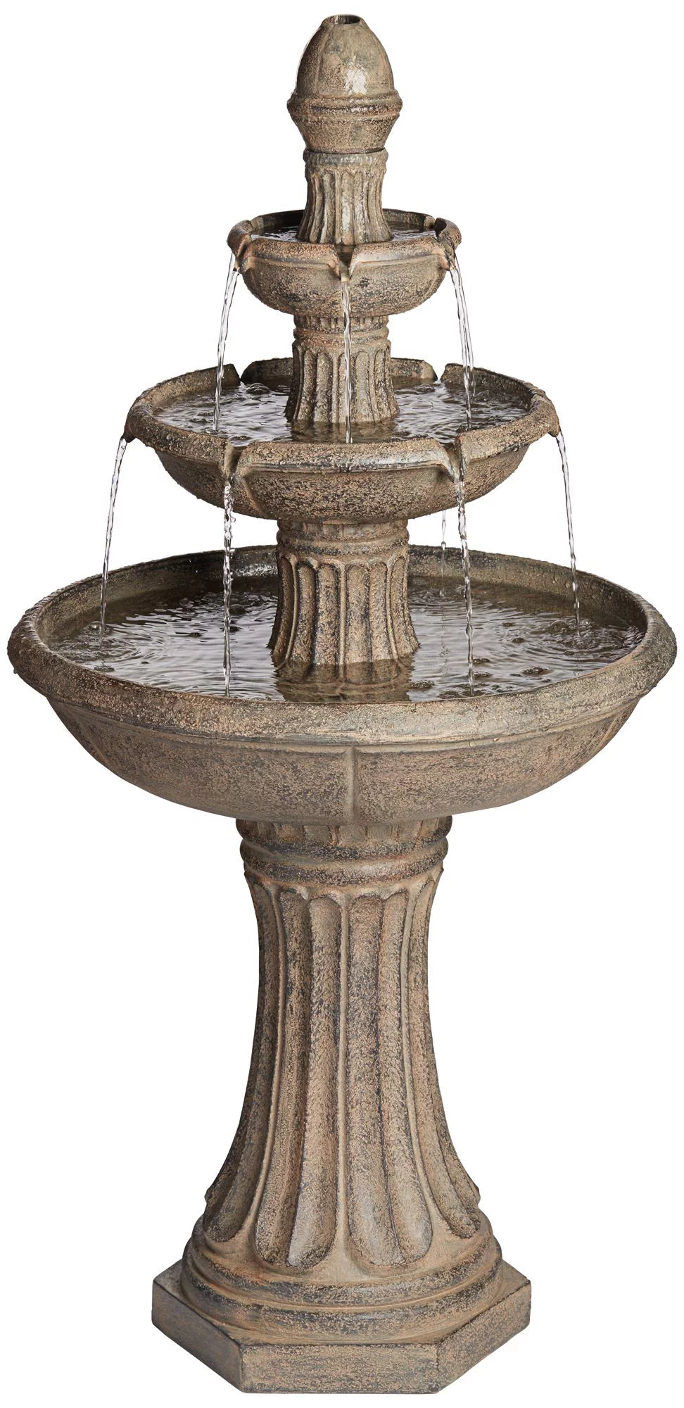 3 Tier Basin Outdoor Floor Water Fountain with LED Light 46" C714235