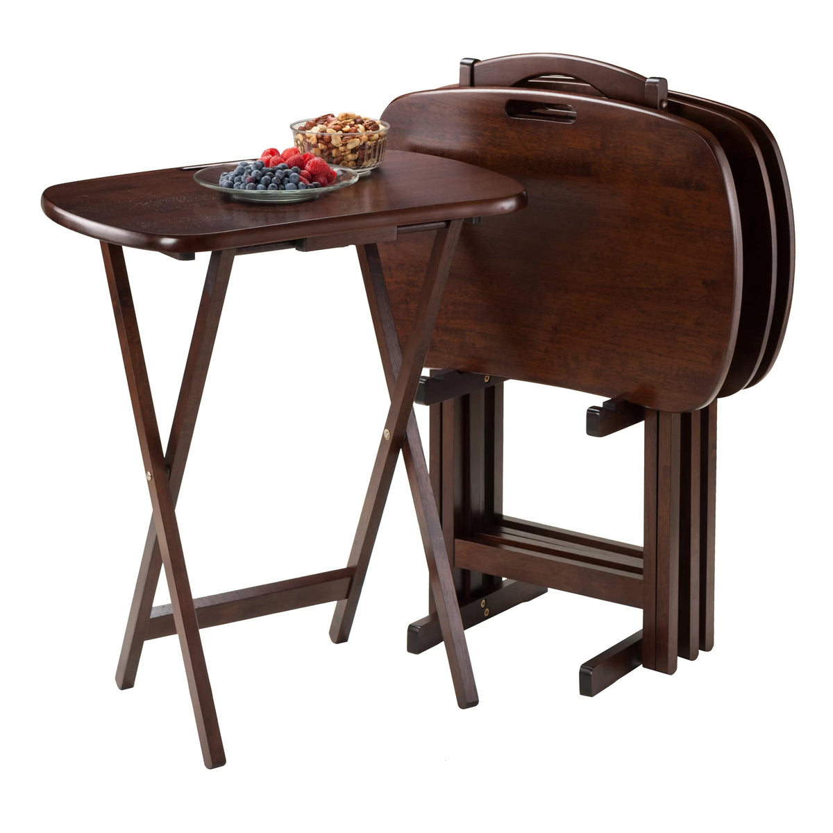 Set of 4 Walnut Folding Snack Table C491259