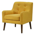 Yellow Button Tufted Accent Chair with Wood Legs V276044