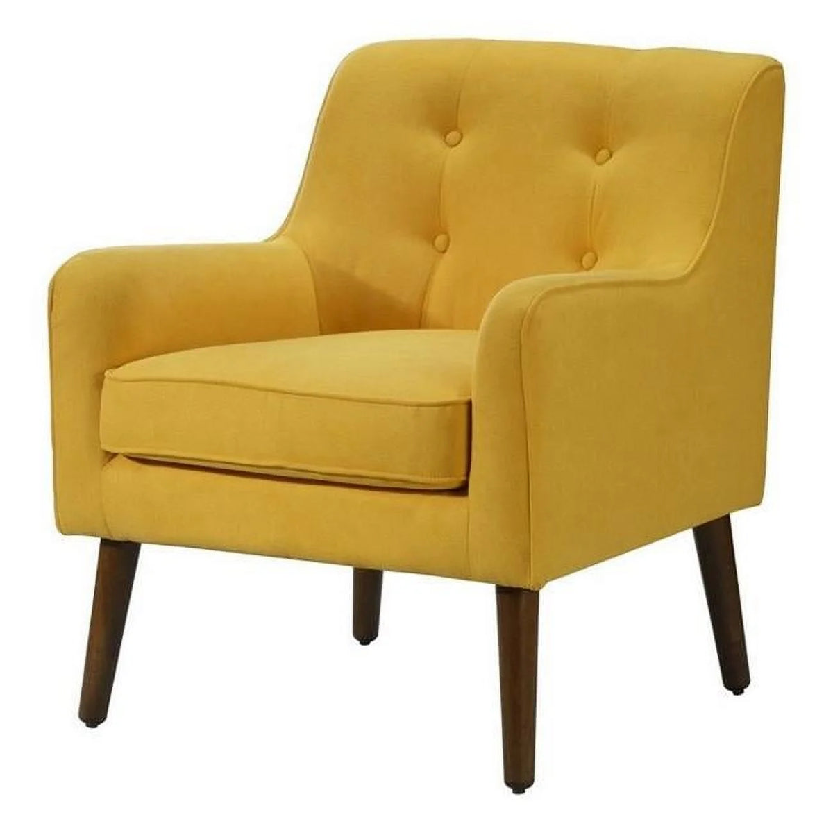 Yellow Button Tufted Accent Chair with Wood Legs V276044