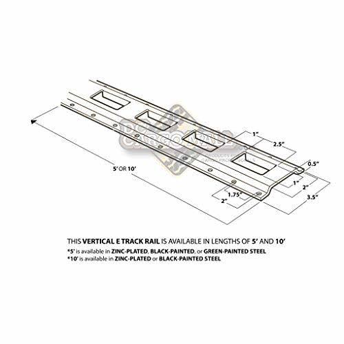 6 Pack 5' E Track Tie-Down Rail Powder-Coated Steel E8387