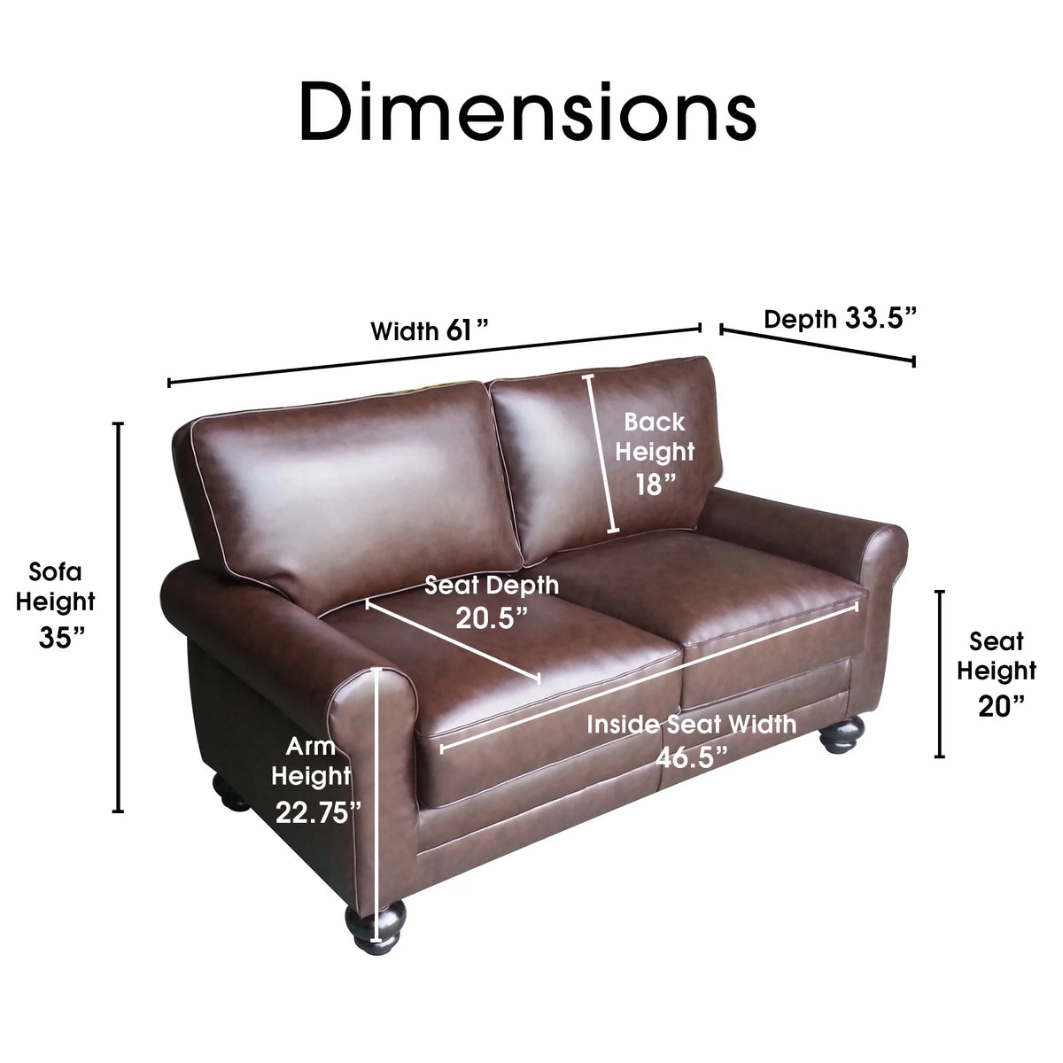Chestnut Brown Leather Loveseat J402
