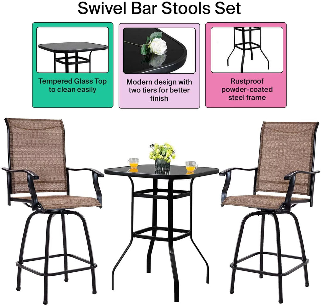 3 Piece Porch Furniture Set with Glass Table C53296