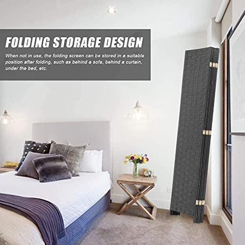 4 Panel 6 Feet Foldable Wood Mesh Room Divider Screen J560793