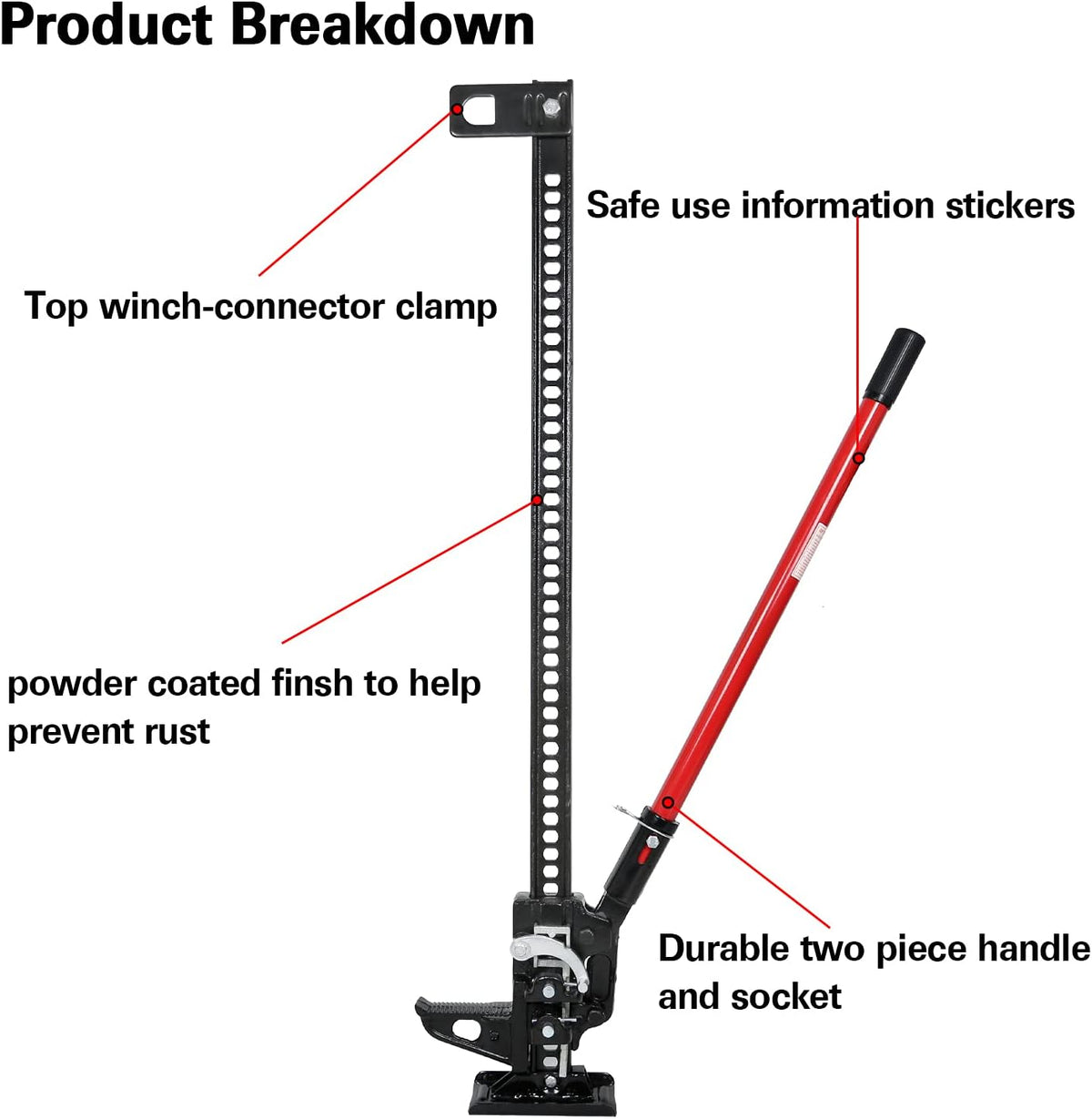 60 Off-Road High Lift Jack, 3 Tons Cast Steel F389