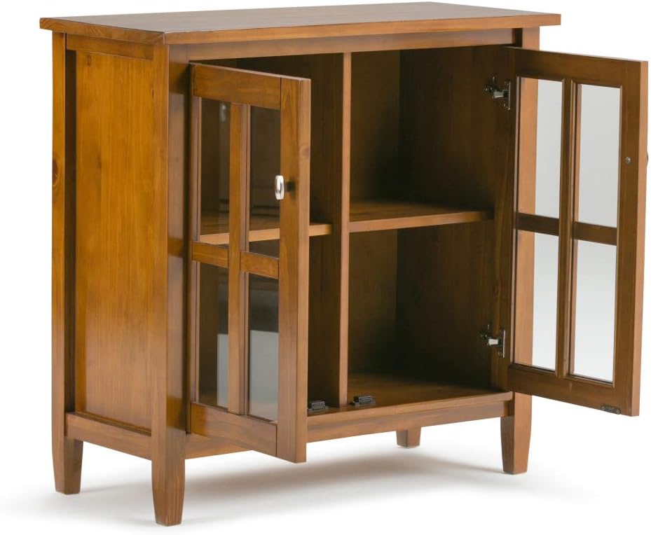 Light Golden Brown 32 inch Wood Storage Cabinet with Glass Door X584820