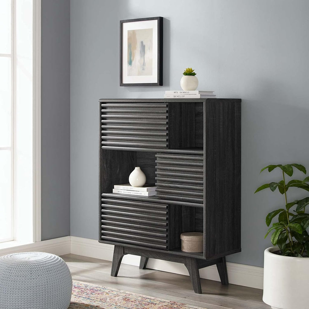 Walnut Three-Tier Display Storage Cabinet Stand F8931