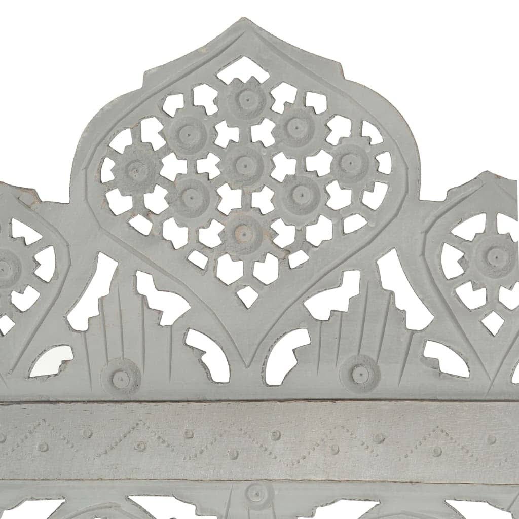 Hand Carved 5-Panel Gray Solid Mango Wood Room Divider C841