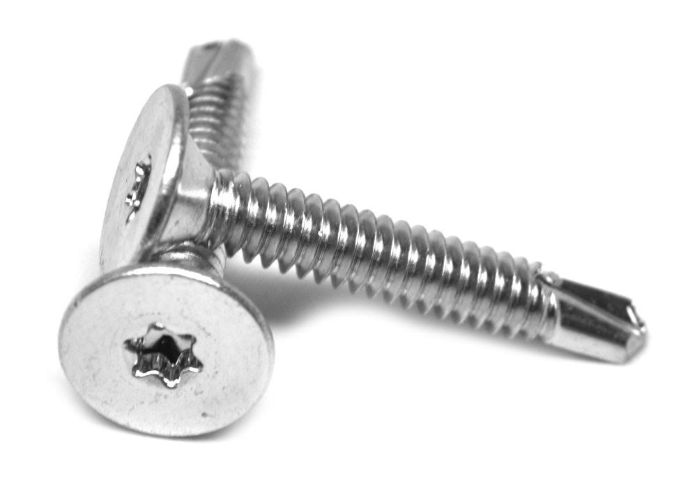 #10-24 x 1 Coarse Thread Self Drilling Screw 6 Lobe Wafer Head Zinc Plated R7068