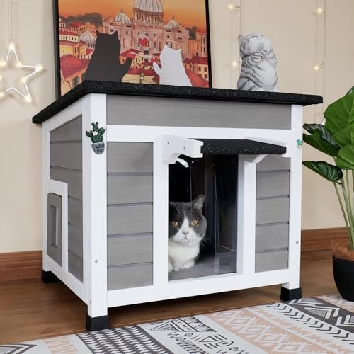 Insulated Weatherproof Cat House with Asphalt Roof S544350