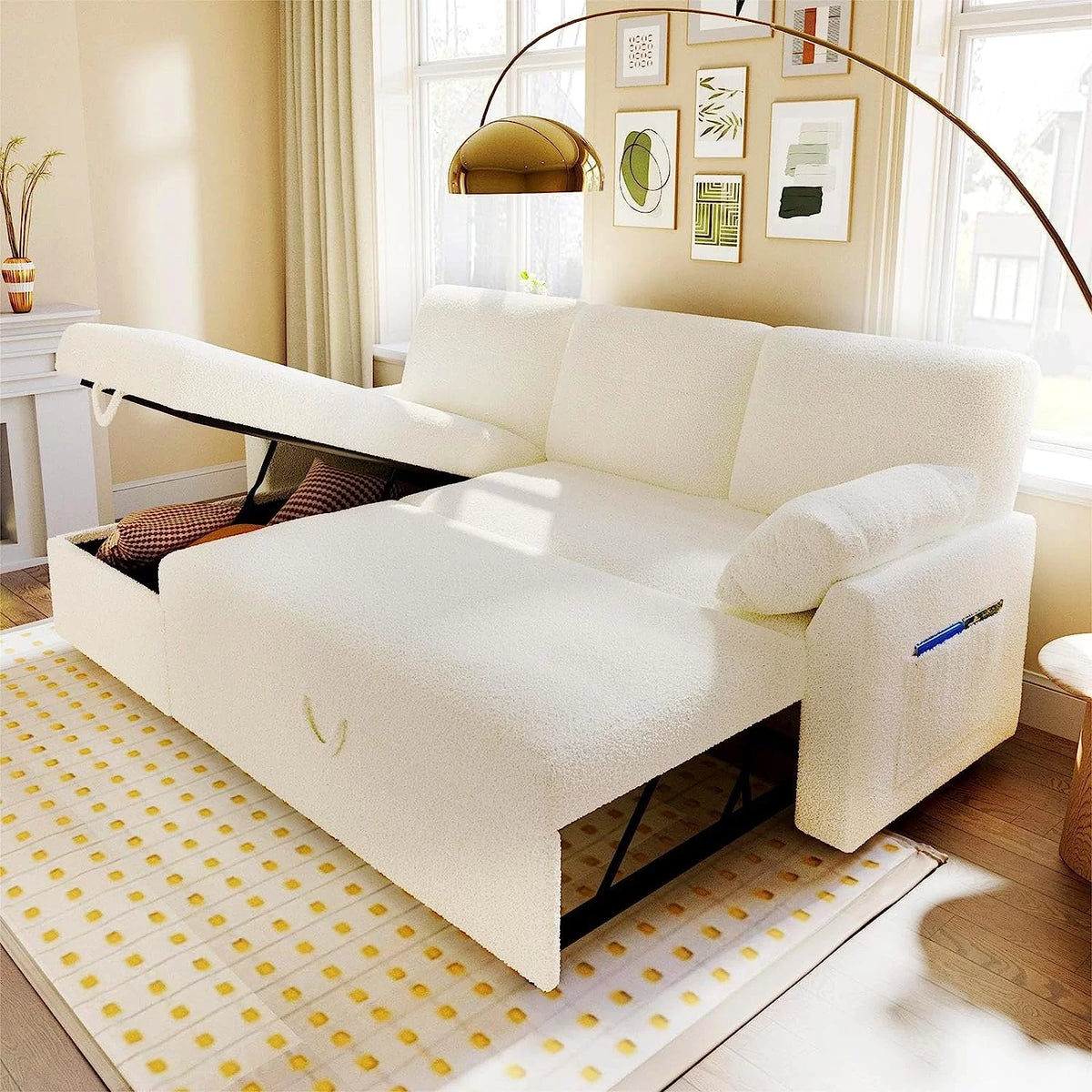 L Shaped Sleeper Sofa with Storage Chaise I87272