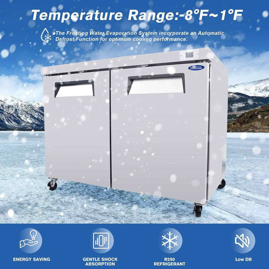 2-Door Stainless Steel Undercounter Work Top Freezer 14.1 Cu.Ft Z82085