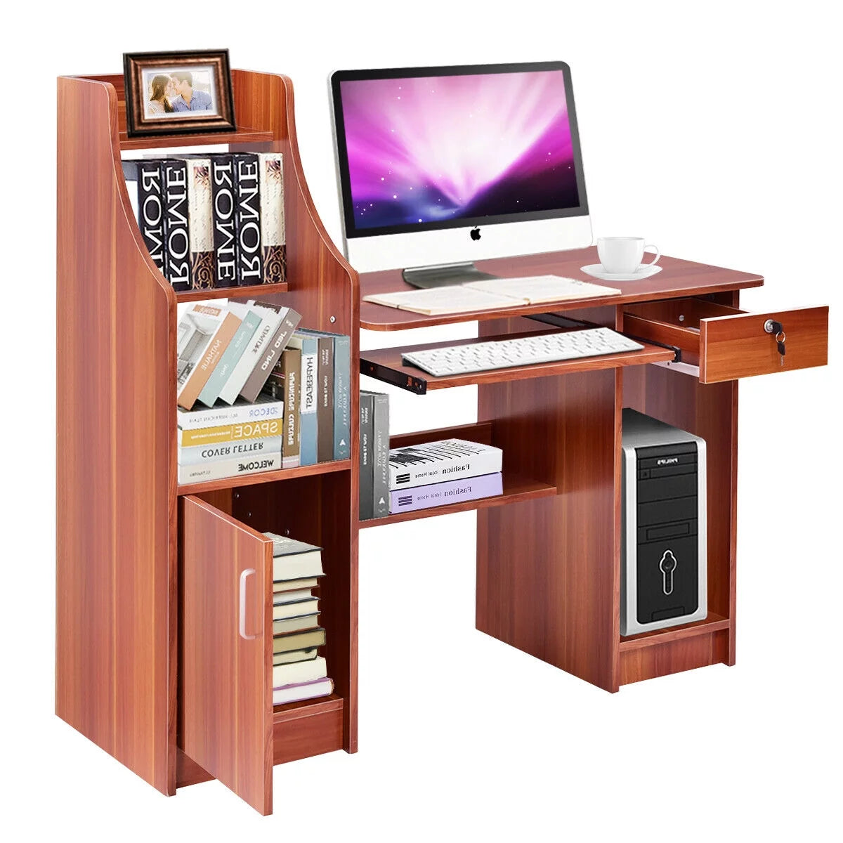 Computer Study Desk with Bookshelf H45389