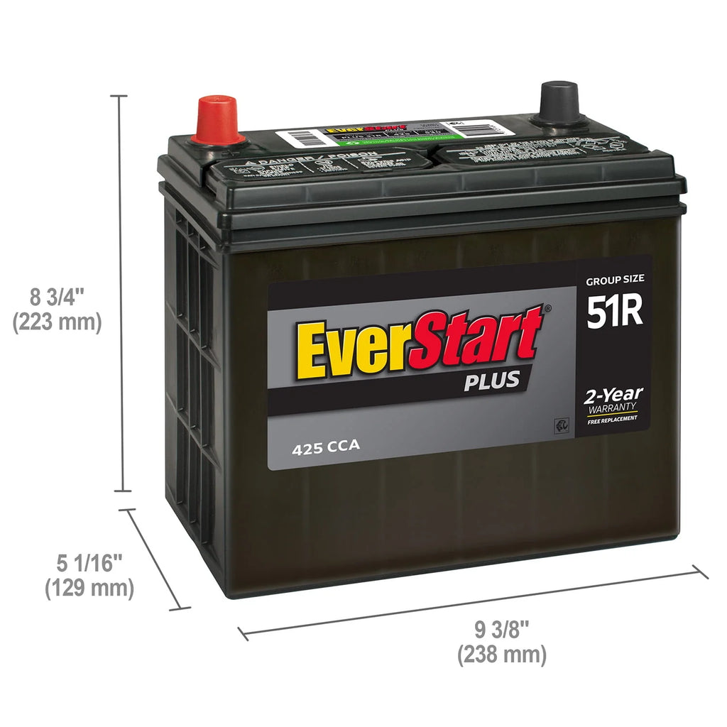 Lead Acid Automotive Battery Group Size 51R 12 Volt 425 CCA F49572
