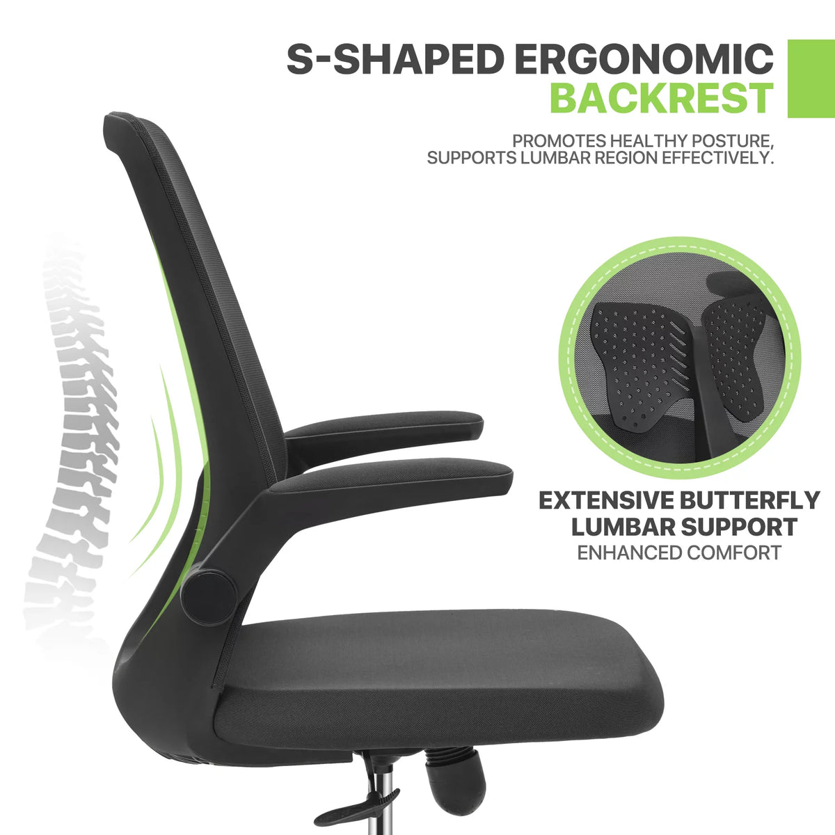 Black Adjustable Mesh Office Chair with Armrest K996