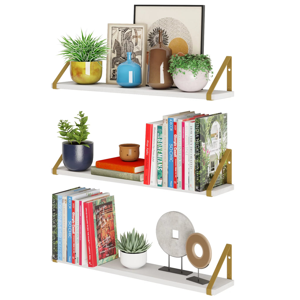 Natural Wood Floating Shelves Set of 3 C9710