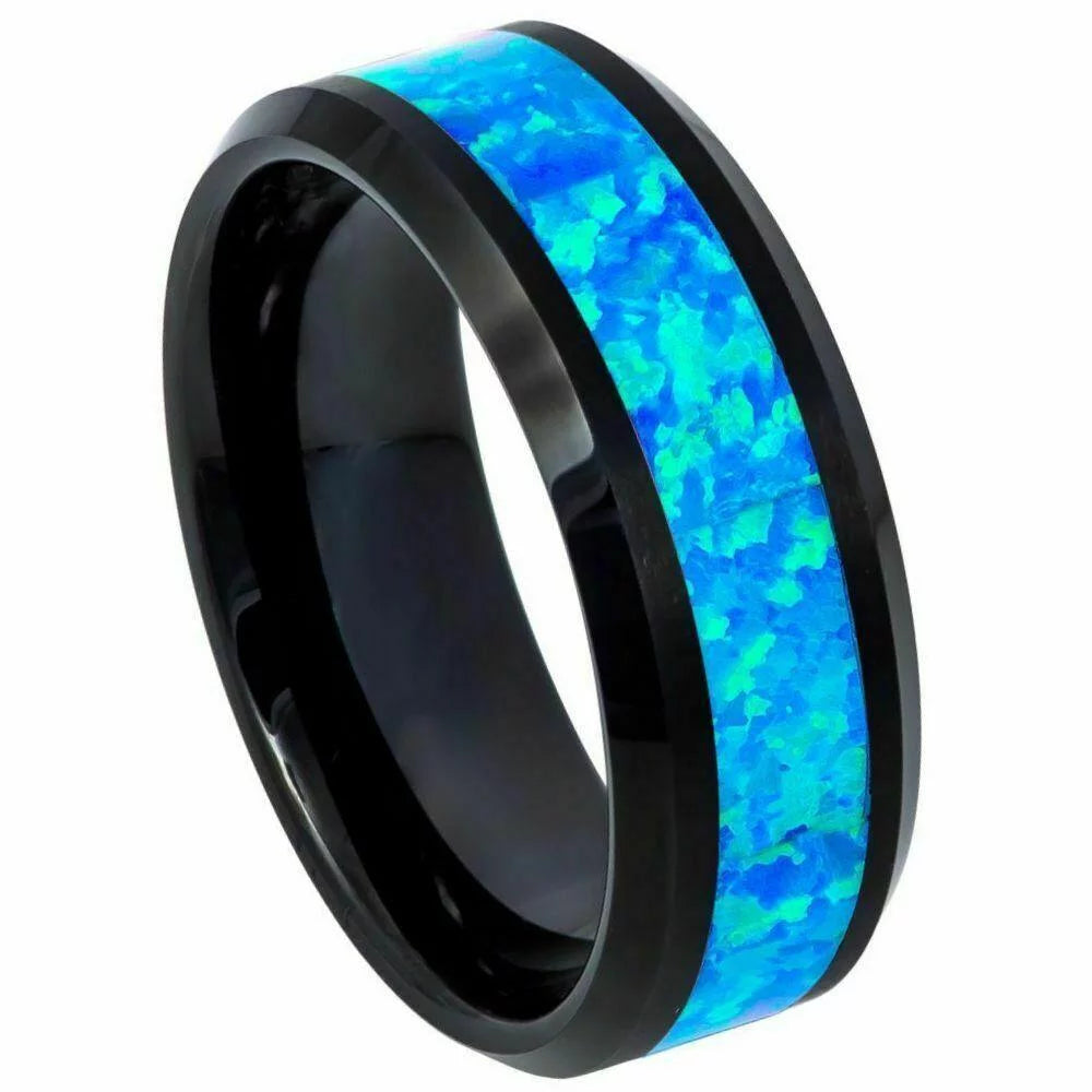 6mm Blue Inlay Tungsten Rings O9692