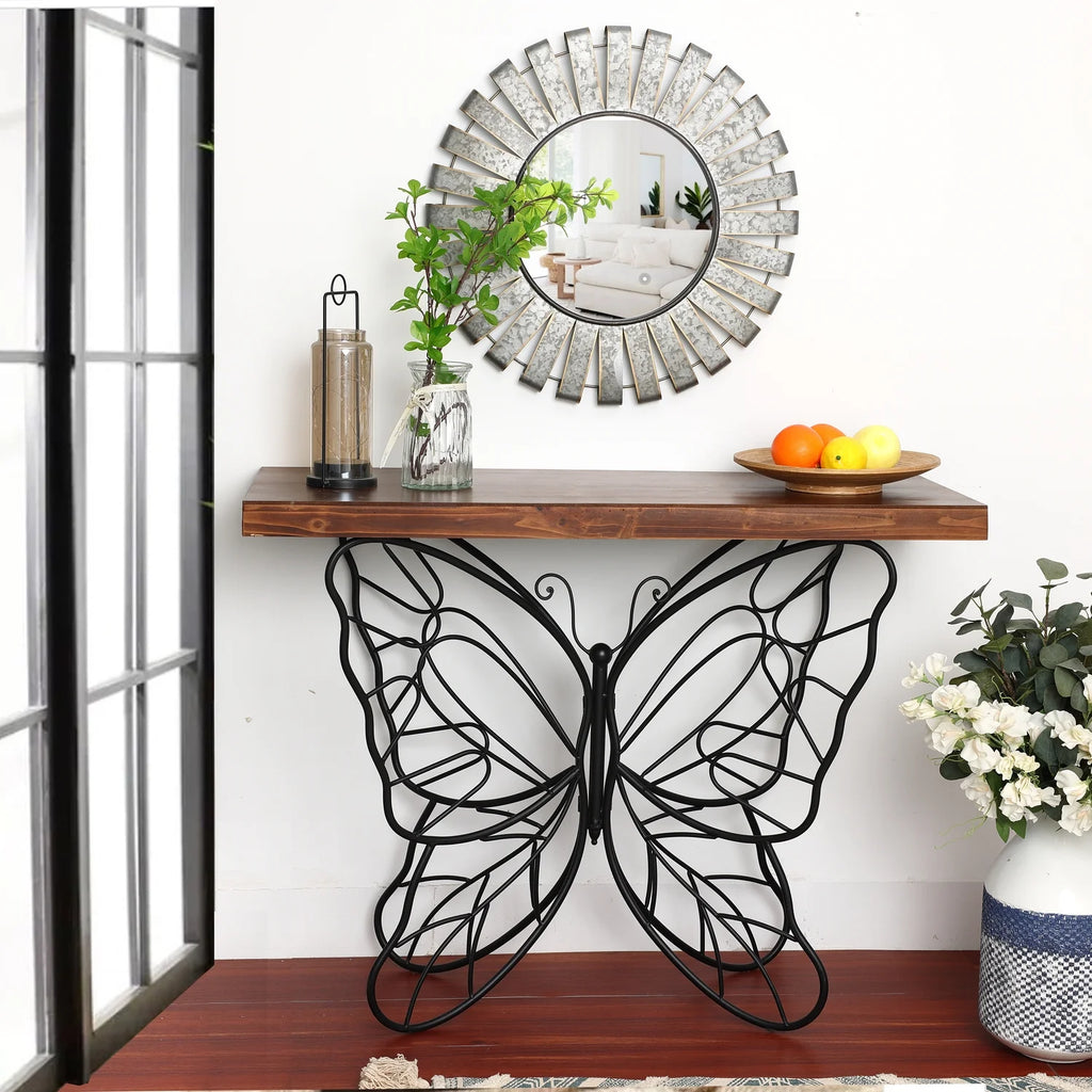 Wood Top Metal Accent Console And Entry Table H667660