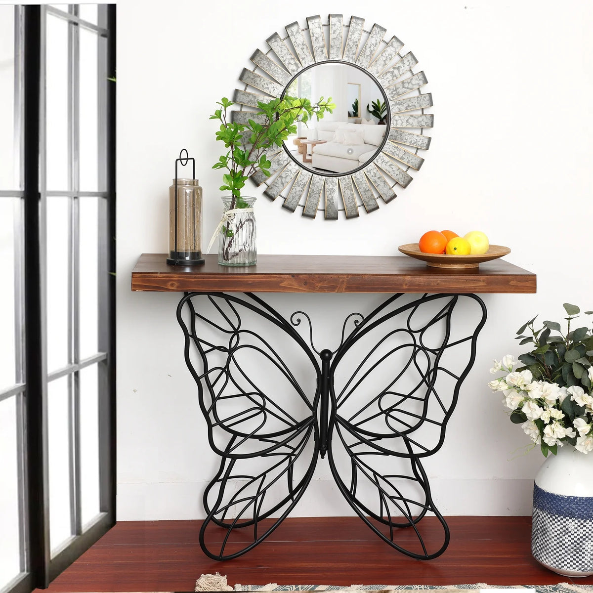 Wood Top Metal Accent Console And Entry Table H667660