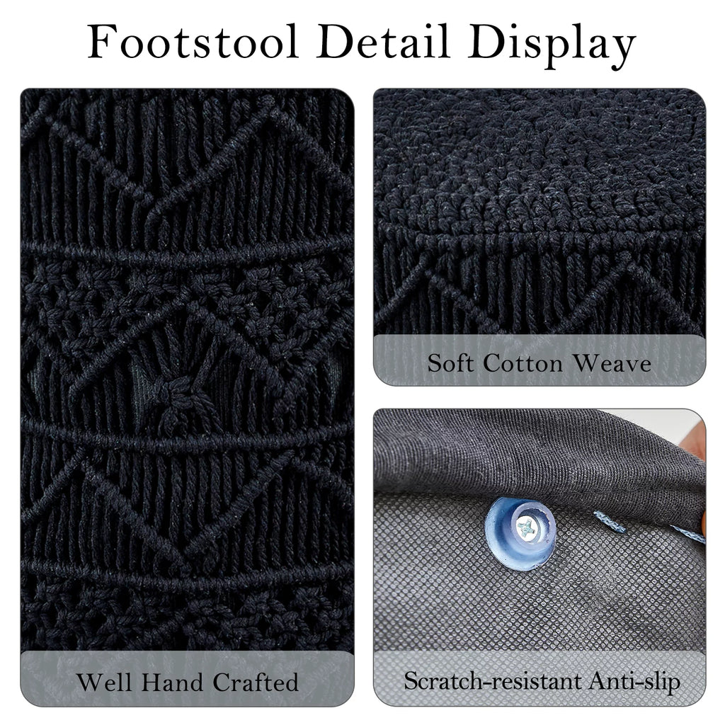 Hand Knitted Cotton Round Pouf Ottoman X24159