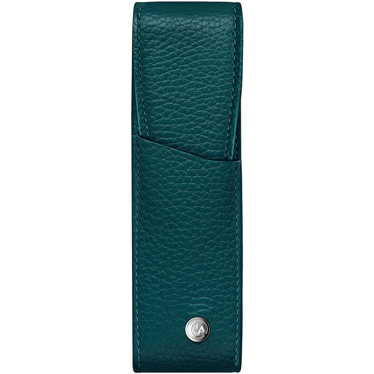 Green Leather Two Pen Case R7274