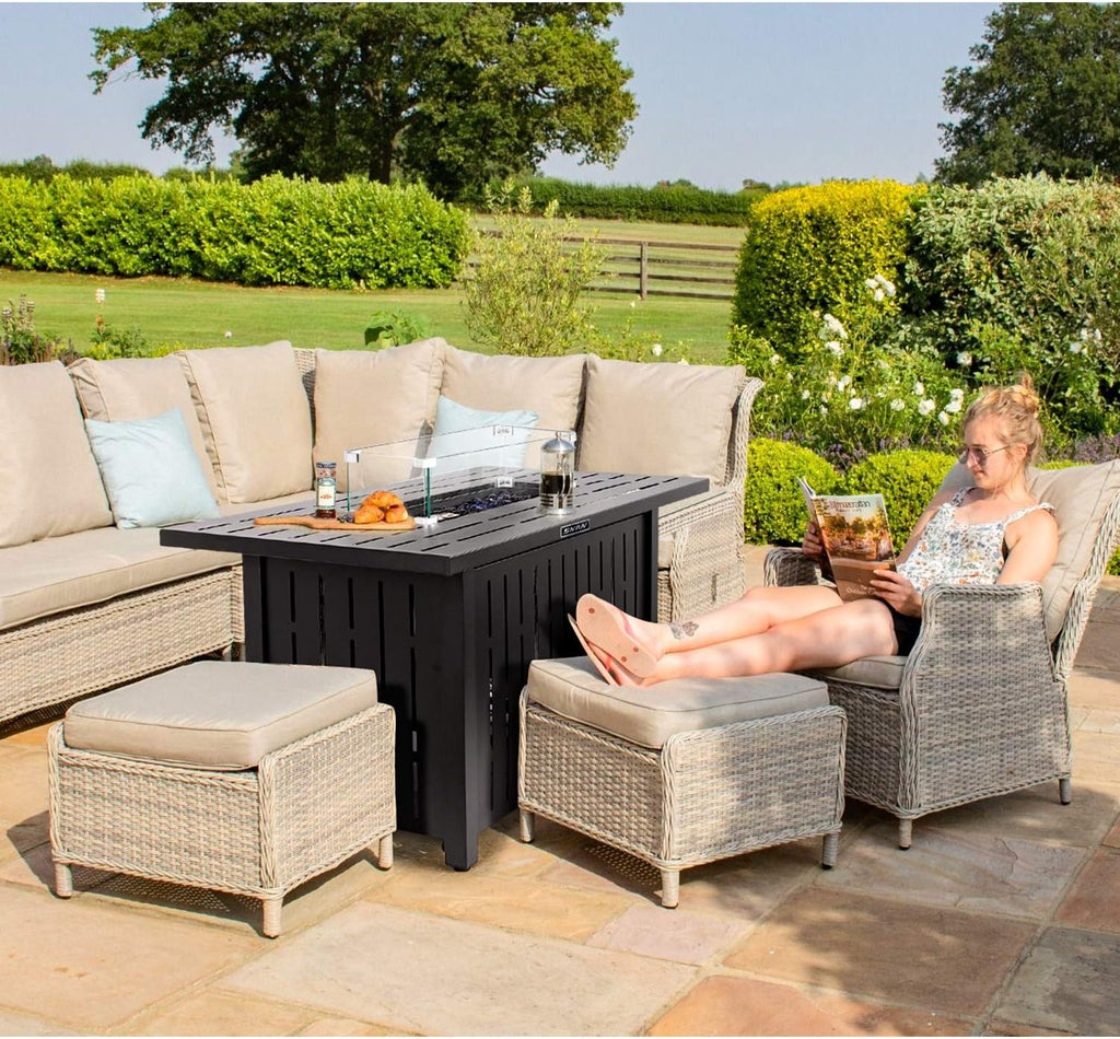 43in Propane Gas Fire Pit Table with Glass Wind Guard P71896