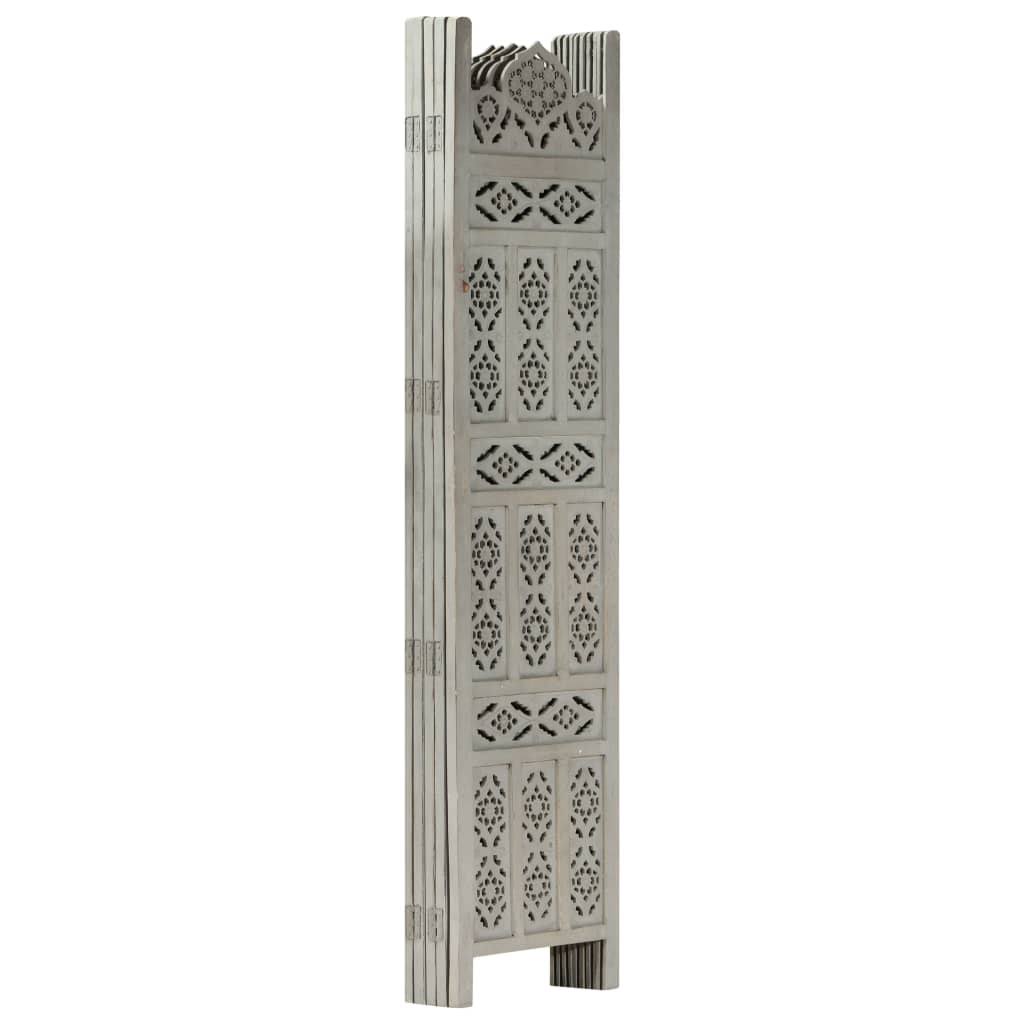 Hand Carved 5-Panel Gray Solid Mango Wood Room Divider C841