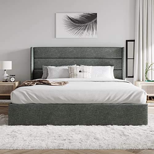 Queen Size White Velvet Upholstered Platform Bed with Storage A5245