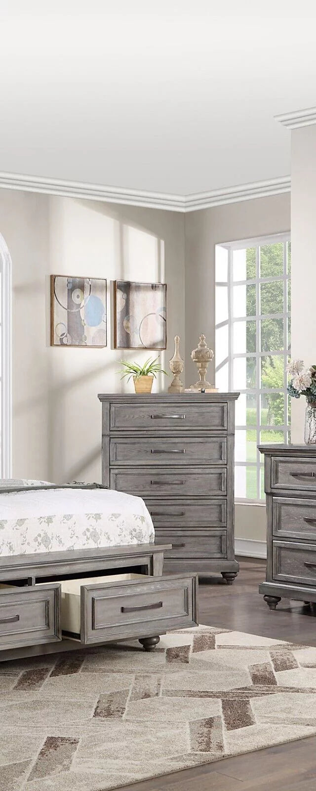 Contemporary Grey 6pc Queen Size Bedroom Furniture Set V263730